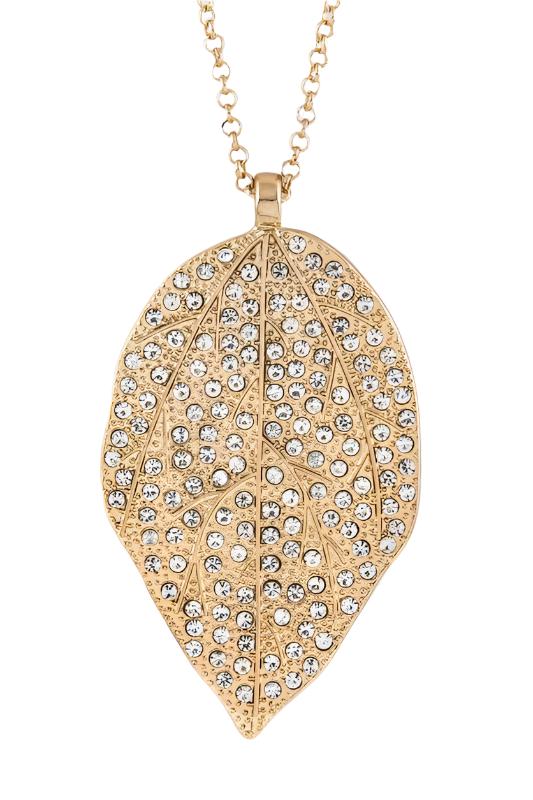 TEEK - Pave Crystals Leaf Pendant Necklace Set JEWELRY TEEK FG Gold  