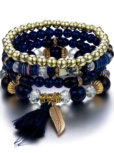 TEEK - Boho Fringe Multi-Layer Bracelet JEWELRY TEEK W Dark Blue B0015-6  