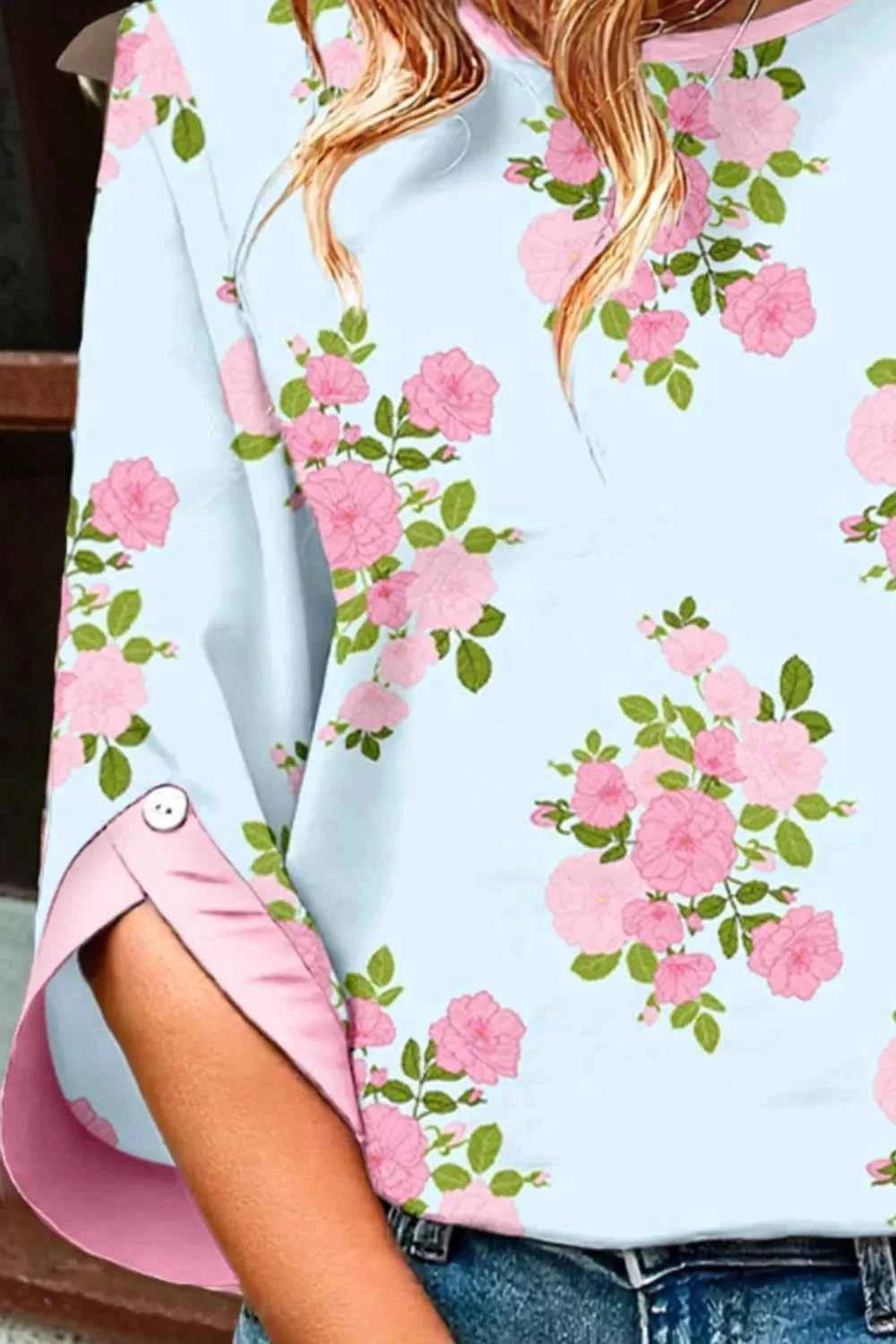 Floral Print 3/4 Sleeve Blouse Trendsi