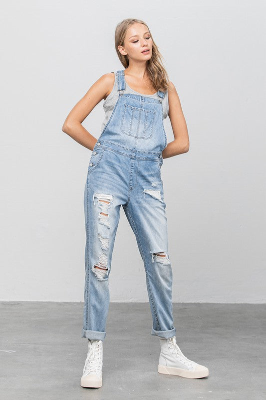 TEEK - LIGHT WASH HEAVY BODY PREMIUM DESTROY OVERALLS OVERALLS TEEK FG   