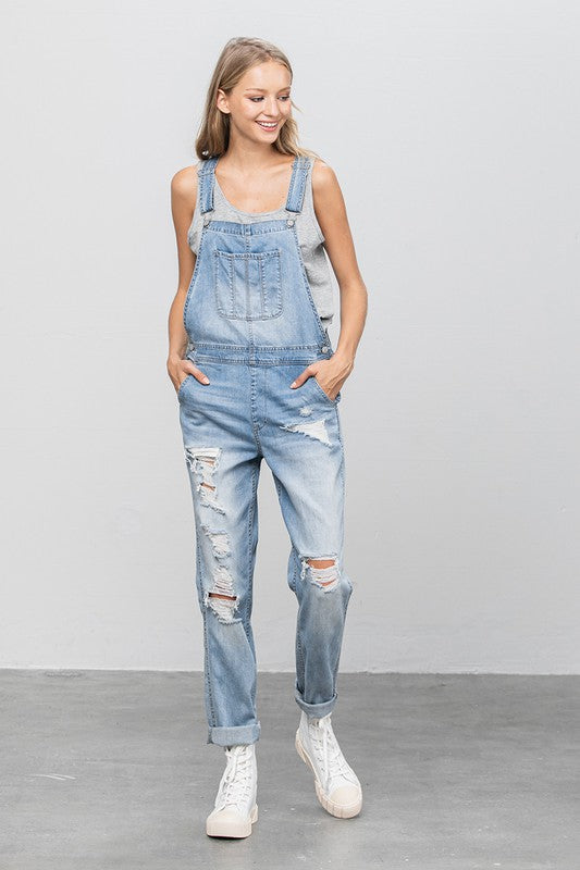 TEEK - LIGHT WASH HEAVY BODY PREMIUM DESTROY OVERALLS OVERALLS TEEK FG   