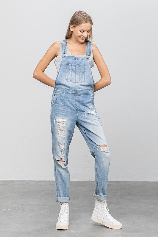 TEEK - LIGHT WASH HEAVY BODY PREMIUM DESTROY OVERALLS OVERALLS TEEK FG   