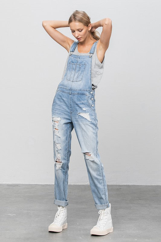 TEEK - LIGHT WASH HEAVY BODY PREMIUM DESTROY OVERALLS OVERALLS TEEK FG S  