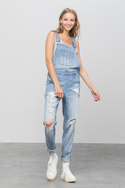 TEEK - LIGHT WASH HEAVY BODY PREMIUM DESTROY OVERALLS OVERALLS TEEK FG   