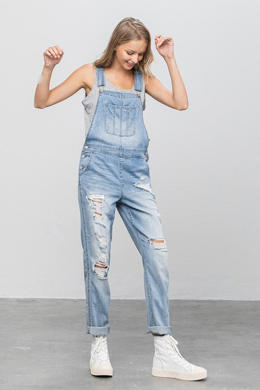 TEEK - LIGHT WASH HEAVY BODY PREMIUM DESTROY OVERALLS OVERALLS TEEK FG   