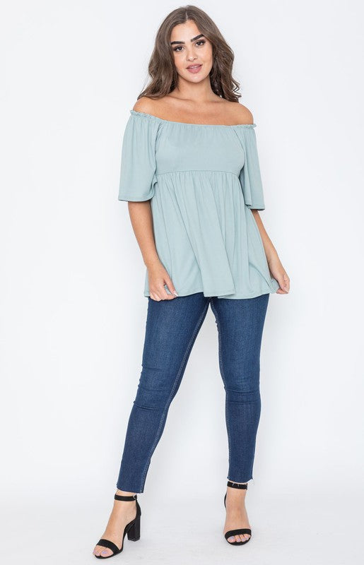 TEEK - Solid Square Neck Babydoll Tunic TOPS TEEK FG   