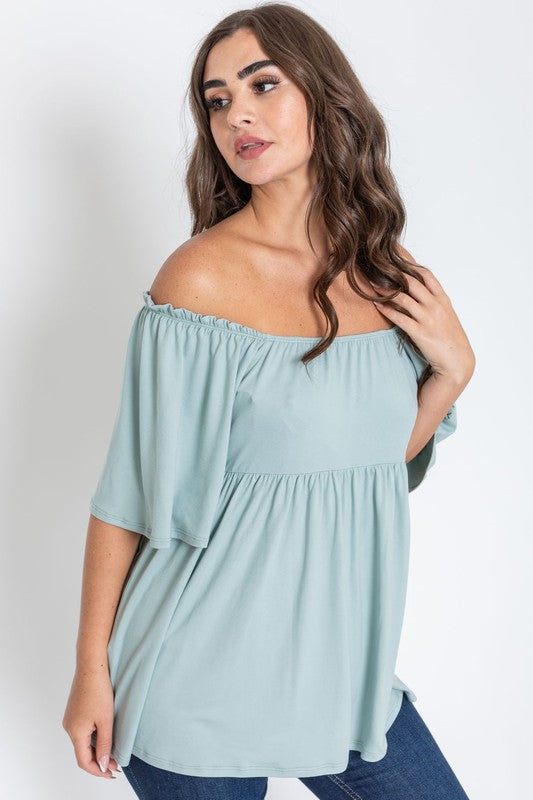 TEEK - Solid Square Neck Babydoll Tunic TOPS TEEK FG   