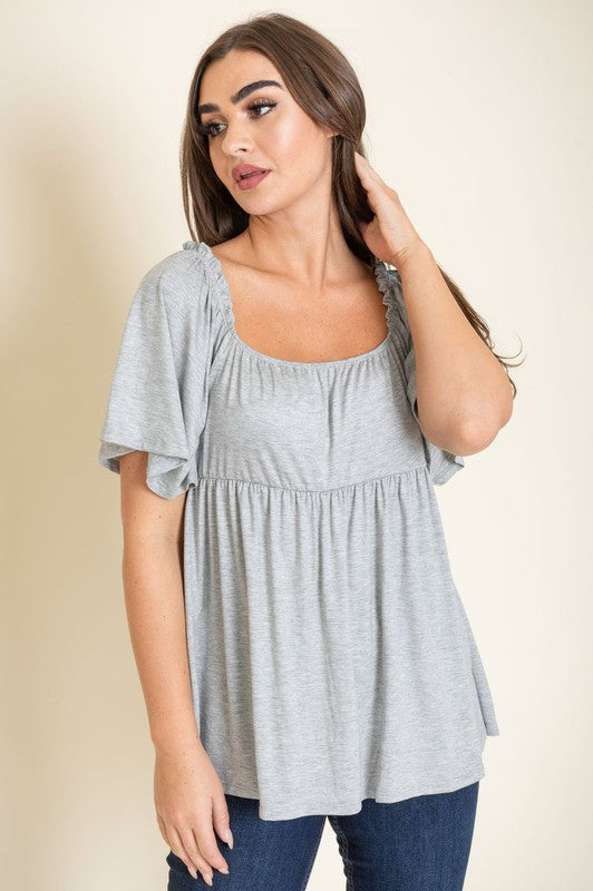 TEEK - Solid Square Neck Babydoll Tunic TOPS TEEK FG   