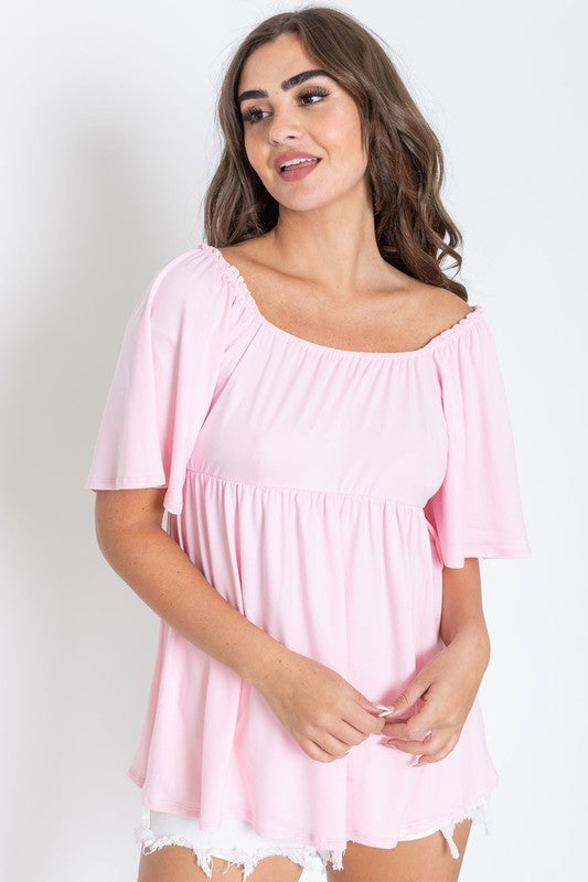 TEEK - Solid Square Neck Babydoll Tunic TOPS TEEK FG   