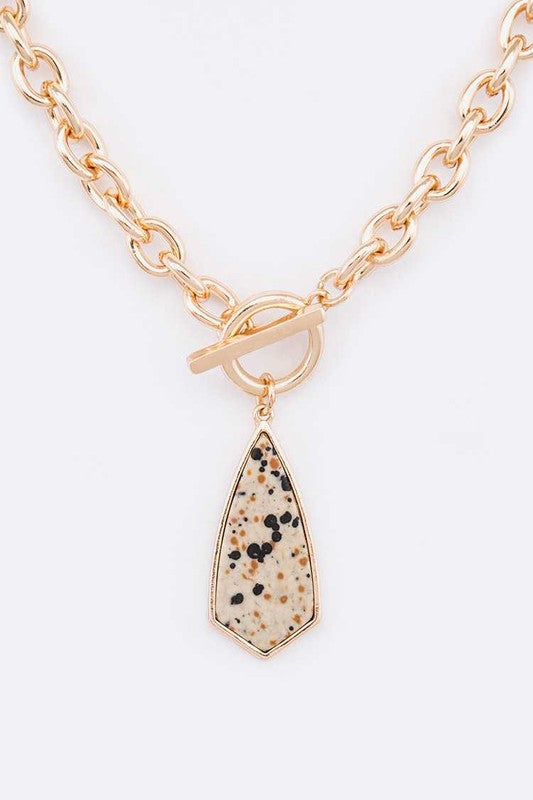 TEEK - Genuine Stone Pendant Toggle Necklace