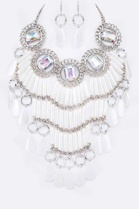 TEEK - Crystal Statement Head Turner Necklace Set JEWELRY TEEK FG White  