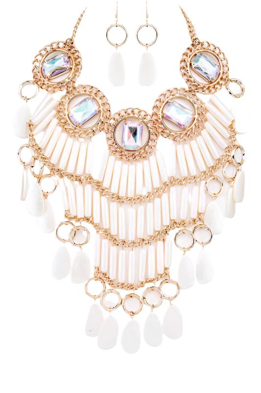 TEEK - Crystal Statement Head Turner Necklace Set JEWELRY TEEK FG Cream  