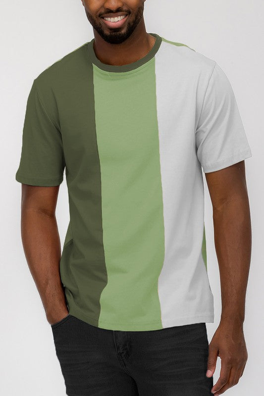 TEEK - Mens Color Block T Shirt TOPS TEEK FG OLIVE S 
