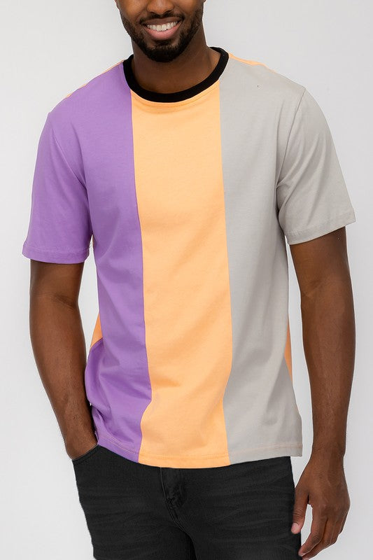 TEEK - Mens Color Block T Shirt TOPS TEEK FG LILAC S 