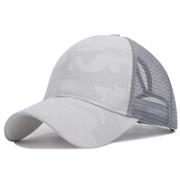 TEEK - Camo Messy Bun Ponytail Hat HAT TEEK FG Gray  