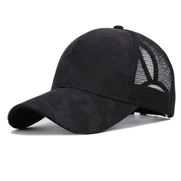 TEEK - Camo Messy Bun Ponytail Hat HAT TEEK FG Black  