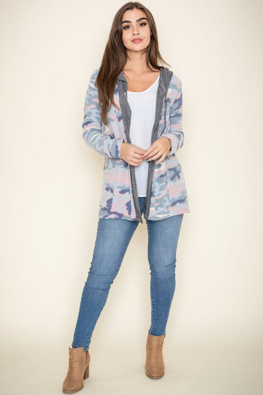 TEEK - Plus Size Camo Hooded Cardigan TEEK FG