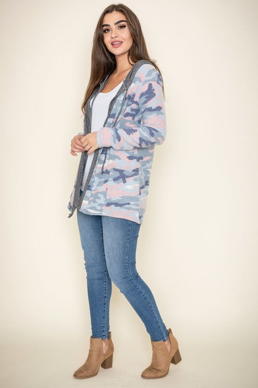 TEEK - Plus Size Camo Hooded Cardigan TEEK FG