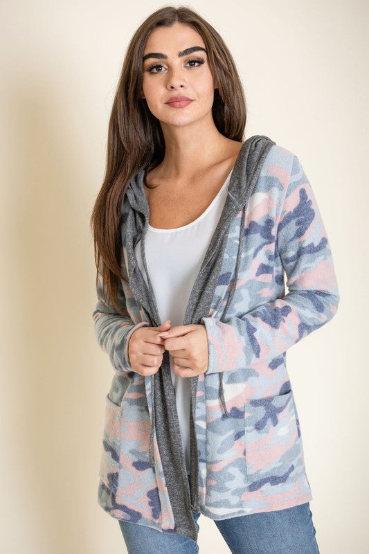 TEEK - Plus Size Camo Hooded Cardigan TEEK FG