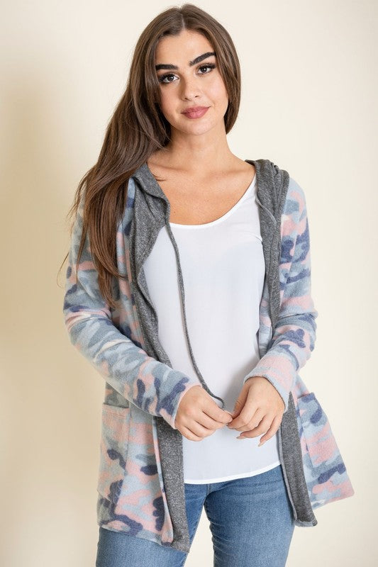 TEEK - Plus Size Camo Hooded Cardigan TEEK FG