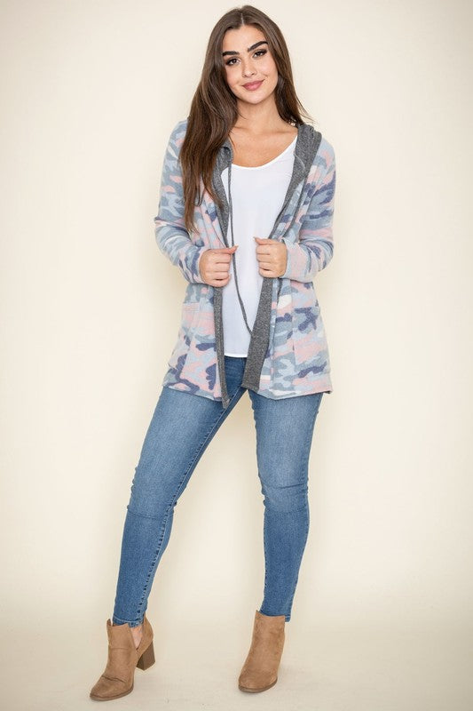 TEEK - Plus Size Camo Hooded Cardigan TEEK FG