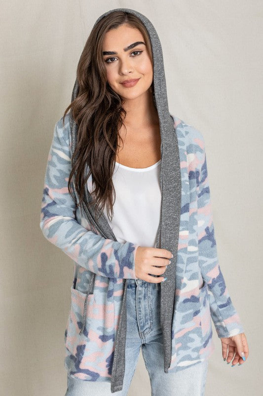 TEEK - Plus Size Camo Hooded Cardigan TEEK FG