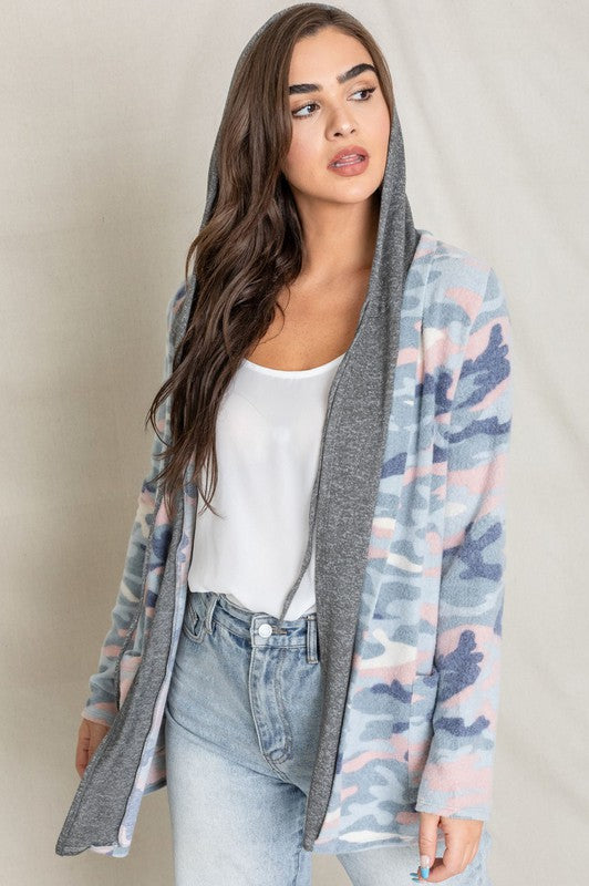 TEEK - Plus Size Camo Hooded Cardigan TEEK FG