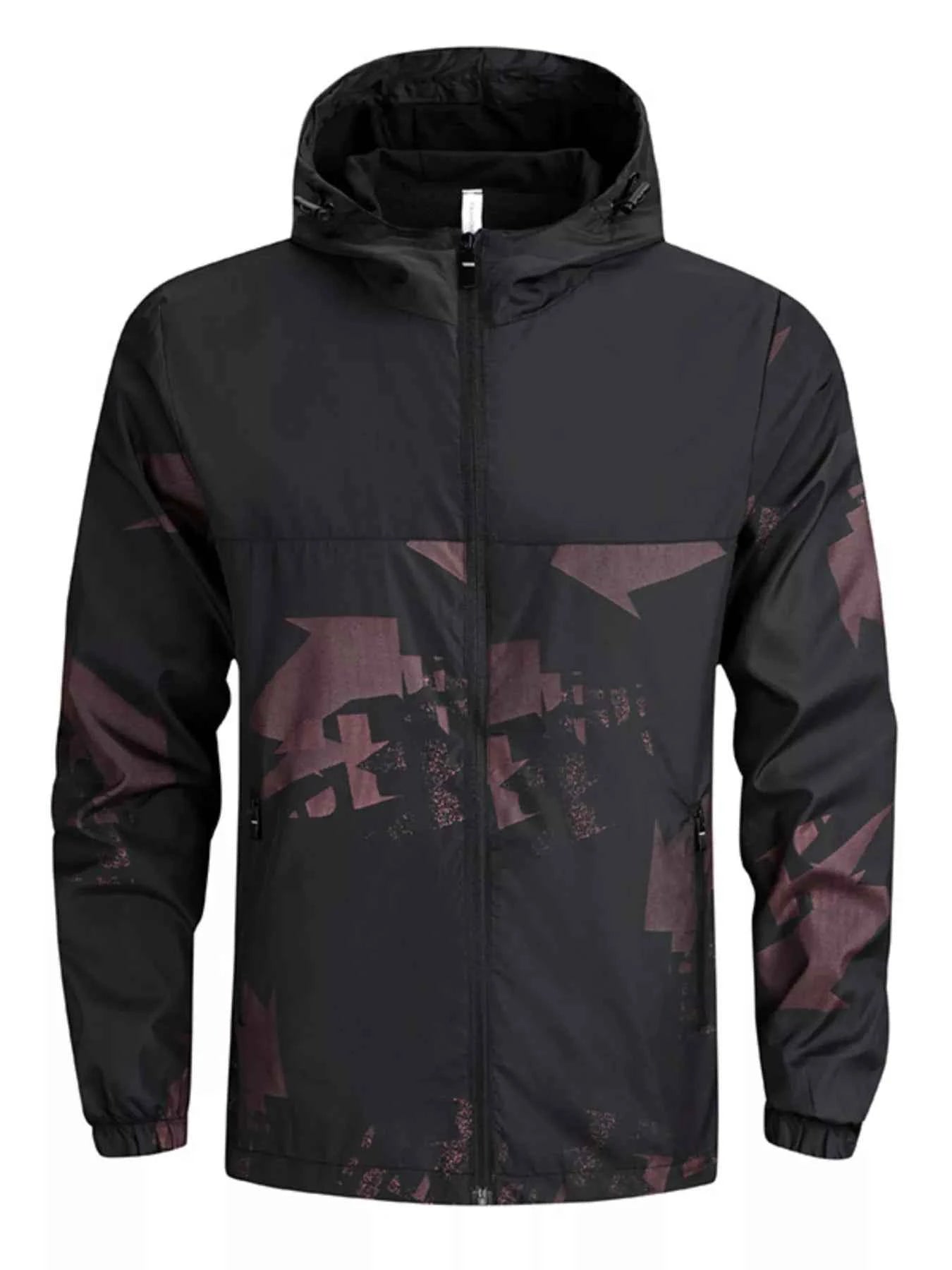 TEEK - Mens Plus Size Lightweight Hooded Windbreaker Jacket JACKET TEEK Trend Burgundy L