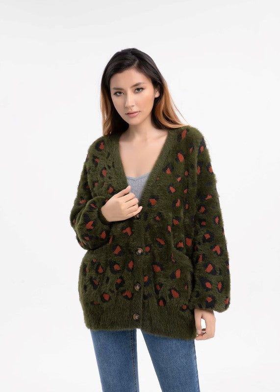 TEEK - Olive Animal Print Sweater SWEATER TEEK FG