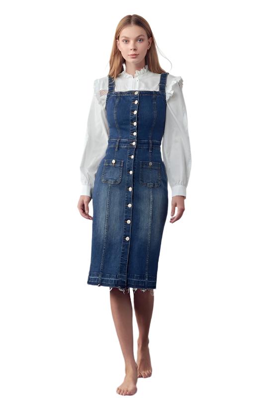 TEEK - SUSPENDERS DARK DENIM SKIRT OVERALLS OVERALLS TEEK FG   