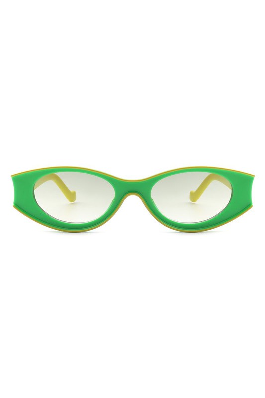 TEEK - Oval Round Retro Cat Eye Fashion Sunglasses EYEGLASSES TEEK FG Yellow/Green  