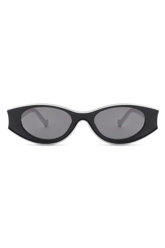 TEEK - Oval Round Retro Cat Eye Fashion Sunglasses EYEGLASSES TEEK FG White/Black  