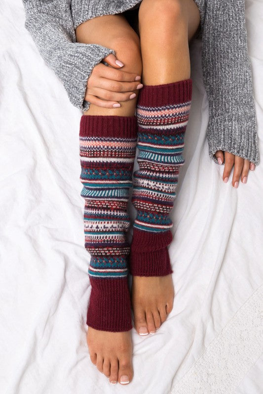 TEEK - Short Fairisle Leg Warmer SOCKS TEEK FG Wine One Size