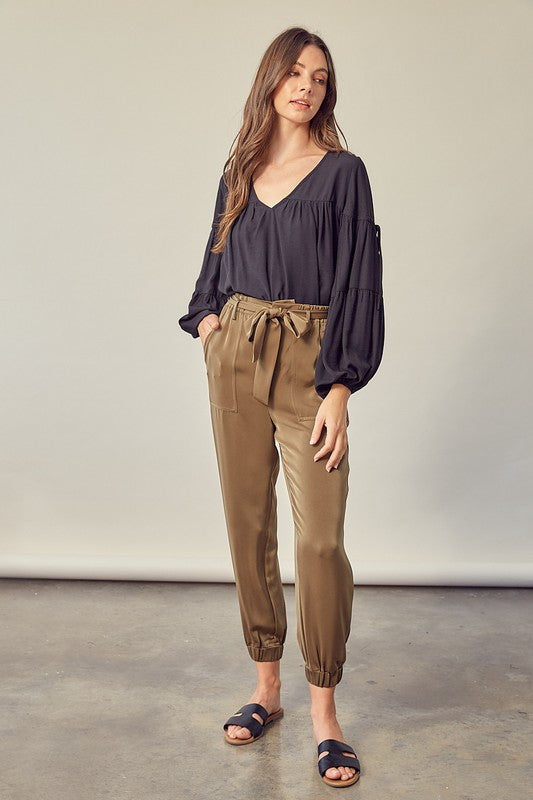 TEEK - Dried Herb Satin Pants with Belt PANTS TEEK FG   