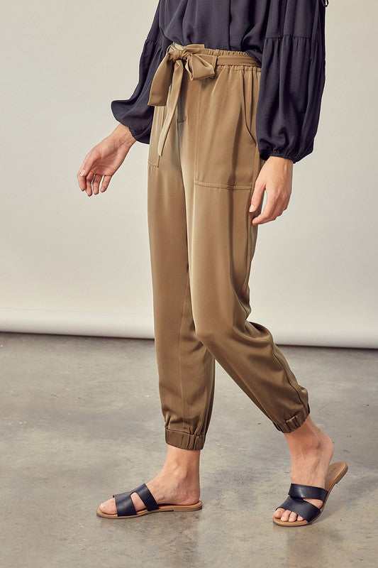 TEEK - Dried Herb Satin Pants with Belt PANTS TEEK FG   