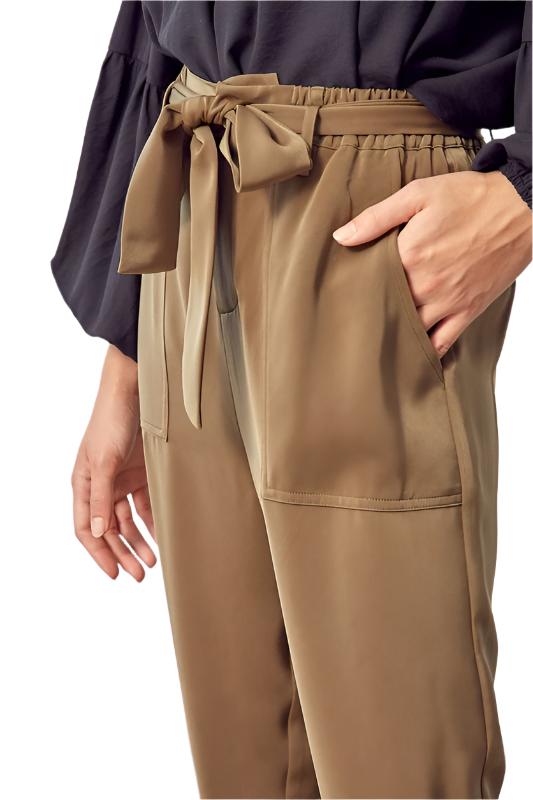 TEEK - Dried Herb Satin Pants with Belt PANTS TEEK FG   