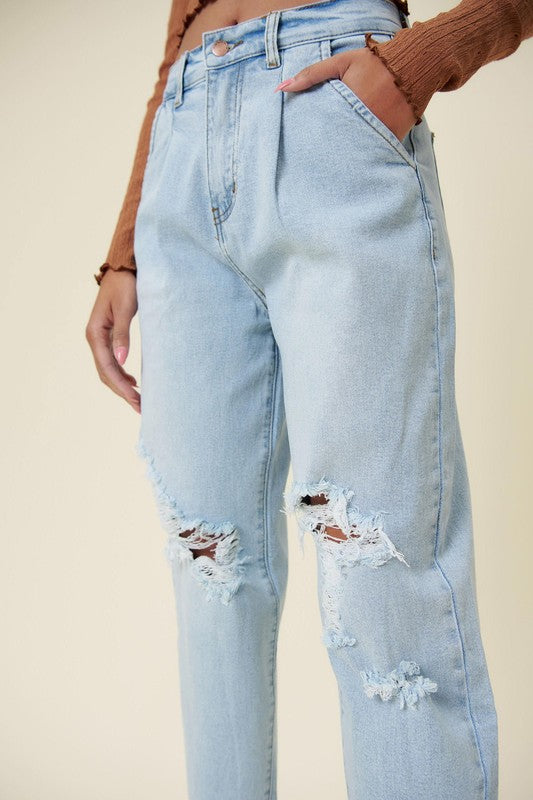 TEEK - Light Wash Distressed Slouchy Jeans JEANS TEEK FG   
