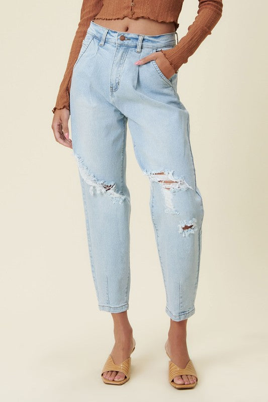 TEEK - Light Wash Distressed Slouchy Jeans JEANS TEEK FG   