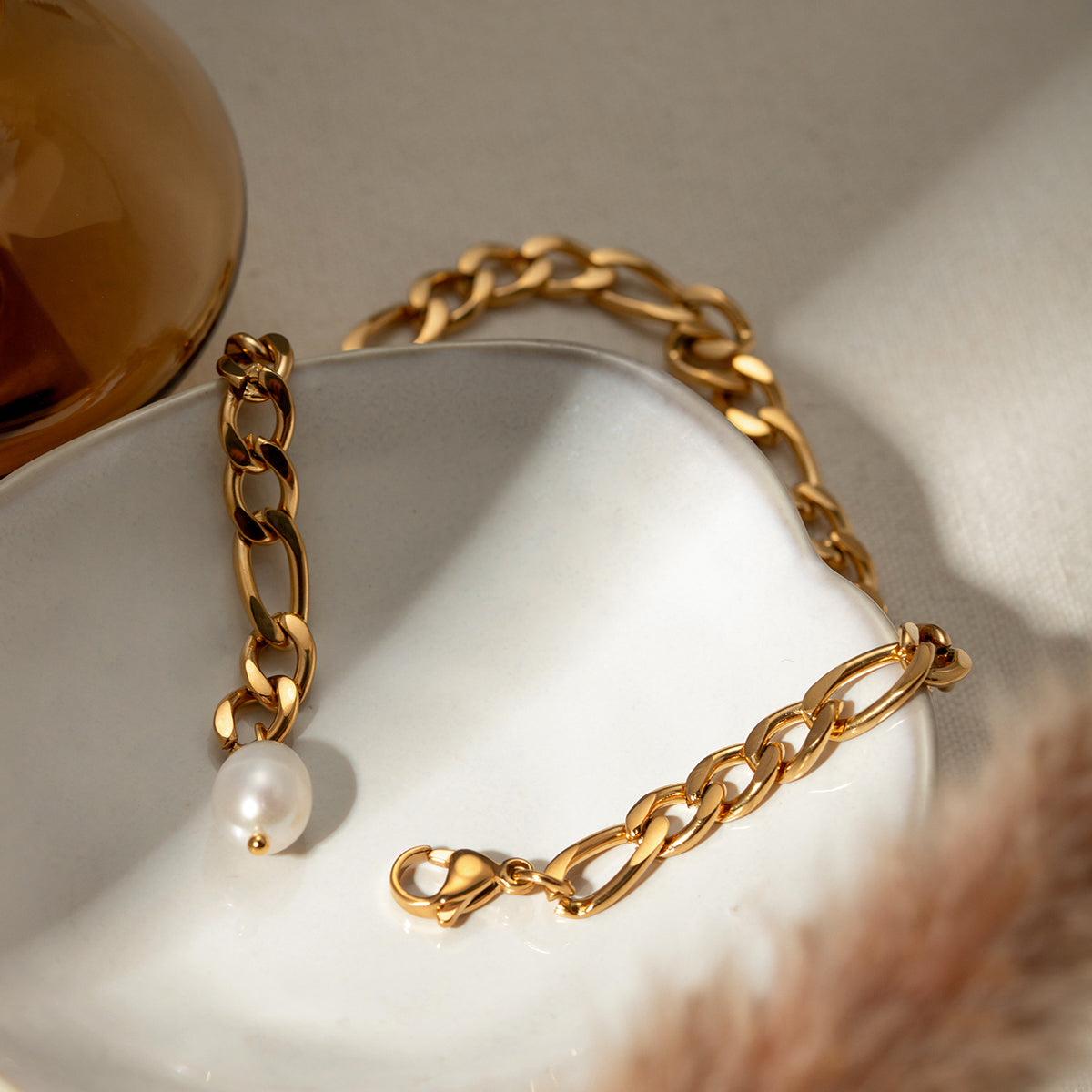 TEEK - Stainless Steel Chain Pearl Gold Anklet JEWELRY TEEK Trend   
