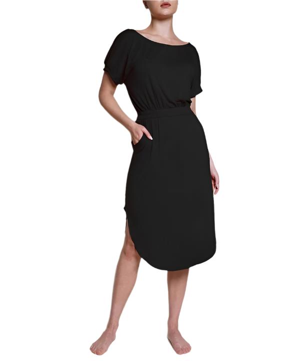 TEEK - BLACK PUFF SLEEVE TULIP SHAPE DRESS DRESS TEEK FG S  