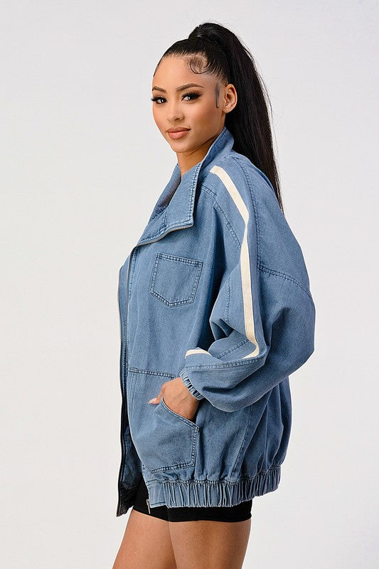 TEEK - Casual Loose Fit Denim Stripe Jacket JACKET TEEK FG   