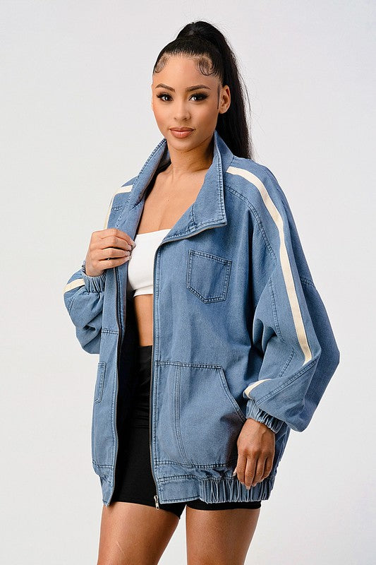 TEEK - Casual Loose Fit Denim Stripe Jacket JACKET TEEK FG   