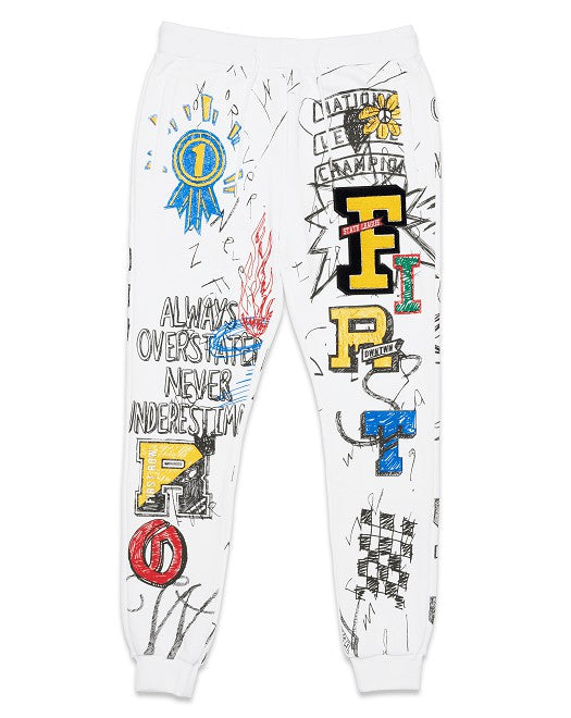 TEEK - White Doodling Jogger PANTS TEEK FG   