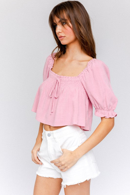 TEEK - Puff Sleeve Smocking Flared Top TOPS TEEK FG   