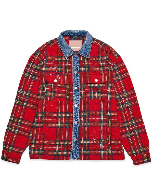 TEEK - Red Flannel Shacket With Denim Contrast TOPS TEEK FG   
