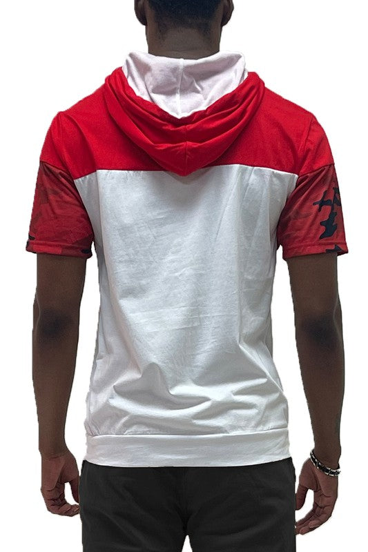 TEEK - Camo and Solid Block Hooded Shirt TOPS TEEK FG RED S 