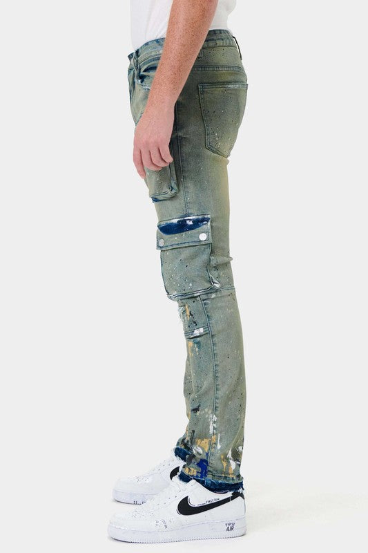 TEEK - Mens Multi Cargo Slim Straight Jeans JEANS TEEK FG   
