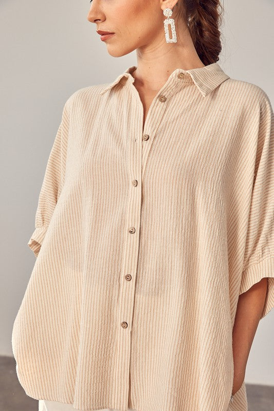 TEEK - Striped Button Up Shirt TOPS TEEK FG   