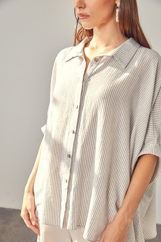 TEEK - Striped Button Up Shirt TOPS TEEK FG   