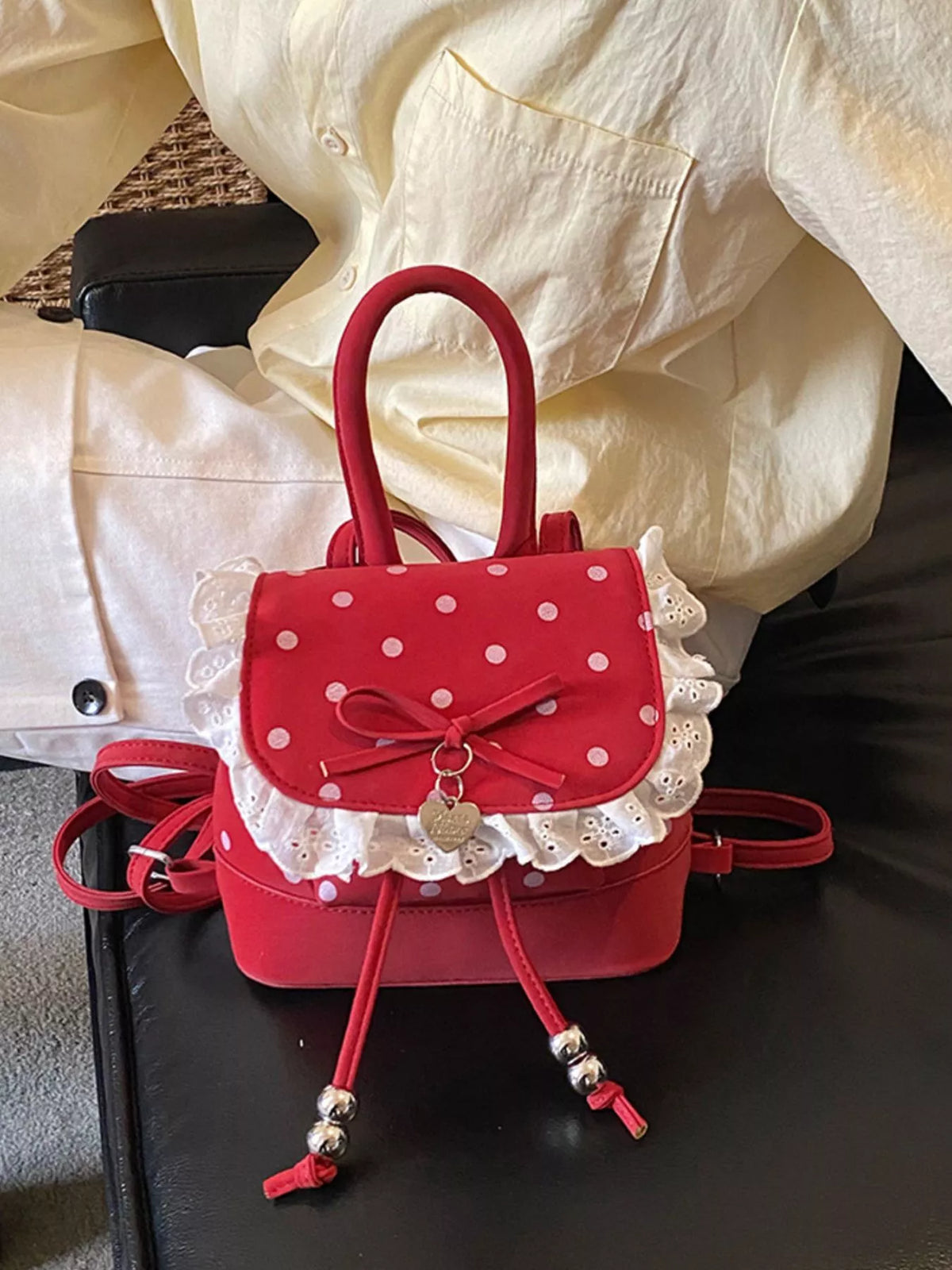 TEEK - Polka Dot Lace Trim Backpack Bag BAG TEEK Trend
